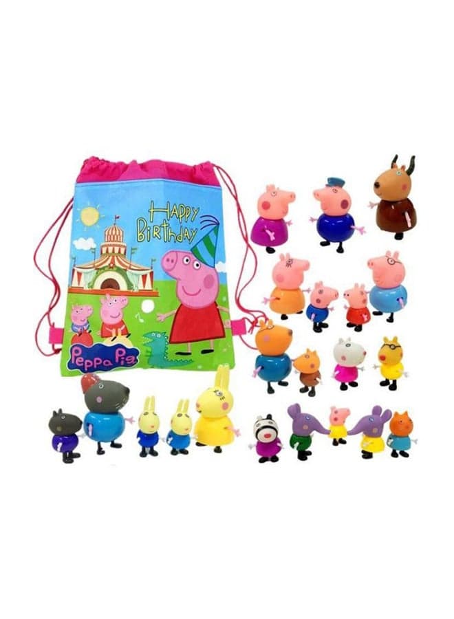 25-Piece Cartoon Peppa Pig Friends With Bag