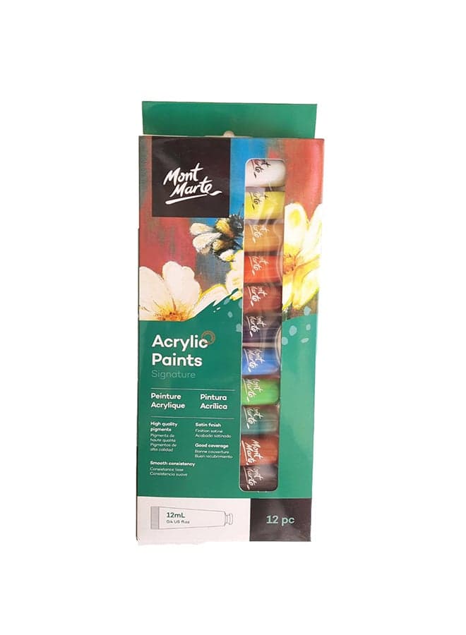 12-Piece Acrylic Paint Set 12x12ml Multicolour