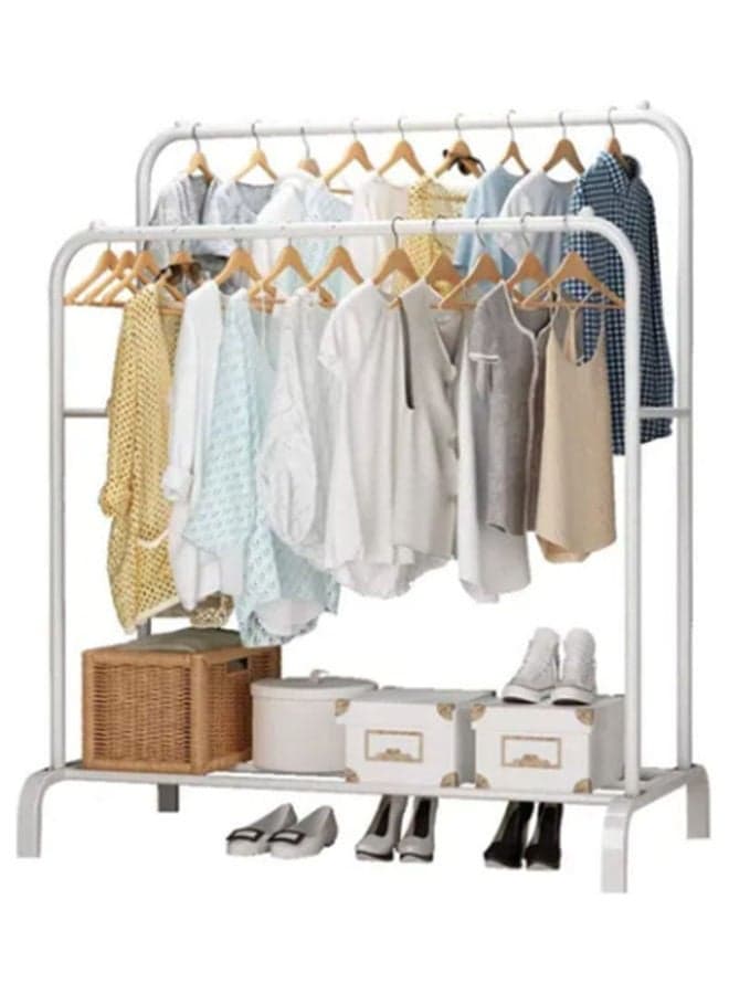 Clothes Storage Rack Floor Hanger Parallel Bars White 110 x 150cm