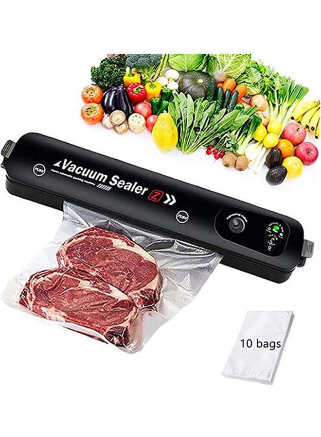 Vacuum Sealer With 10 Vacuum Sealer Bags Black 14.7inch