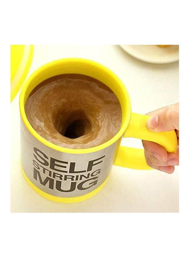 Automatic Electric Self Stirring Mug Coffee Mixing Drinking Cup Stainless Steel Yellow 350ml