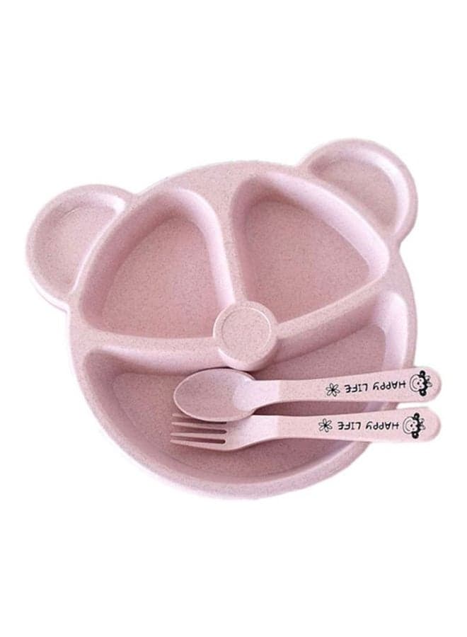 3-Piece Durable Long-lasting Wheat Straw Counterpart Dinnerware Set Comfortable for Baby