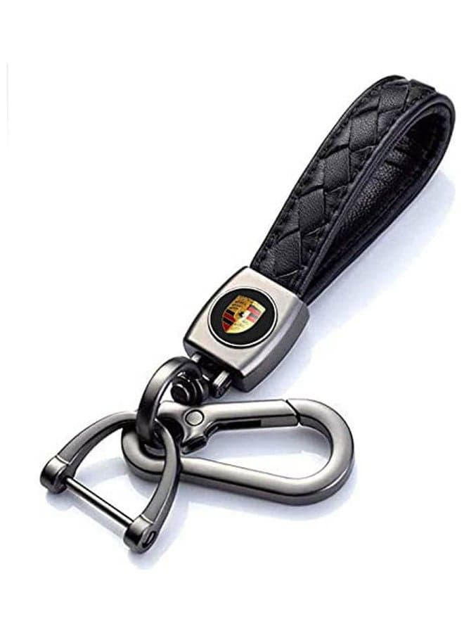 Genuine Leather Car Logo Keychain For Porsche Car