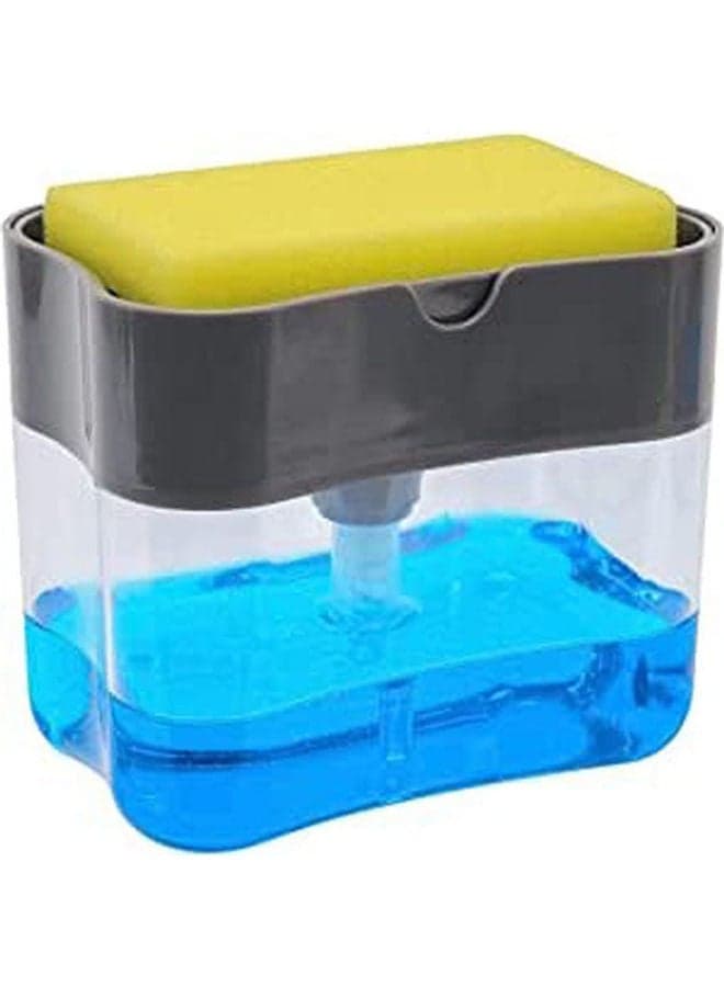 Soap Pump Dispenser And Sponge Holder Grey