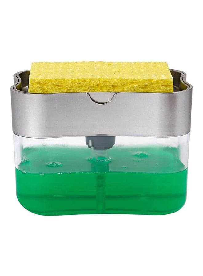 Soap Pump Dispenser And Sponge Holder Grey