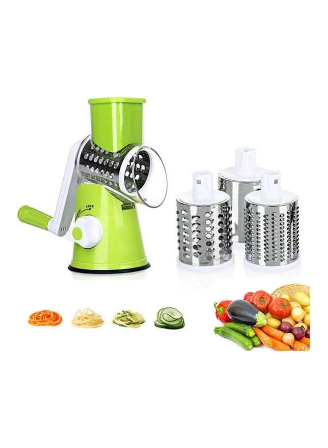 4 Pcs Vegetable Slicer 3 In 1 Handheld Spiral Rotary Drum Slicer For Vegetable Fruit Cheese Nut Green