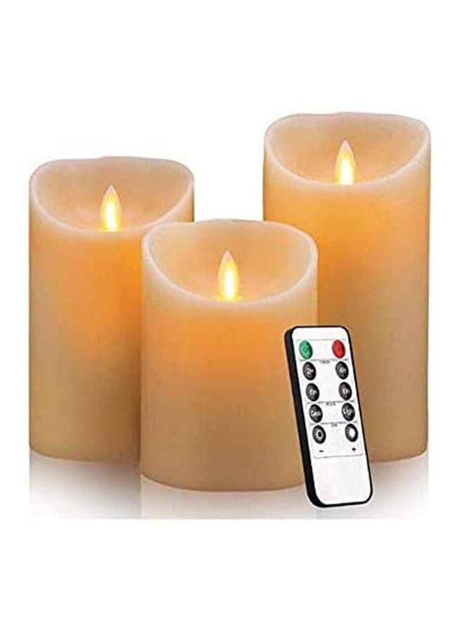 Flameless Candles Battery Operated Pillar Real Wax Flickering Moving Wick Electric Led Candle Sets Brown