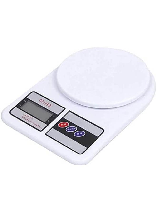 Electronic Digital Kitchen Scale 10Kg-1G A Timer And Clock White