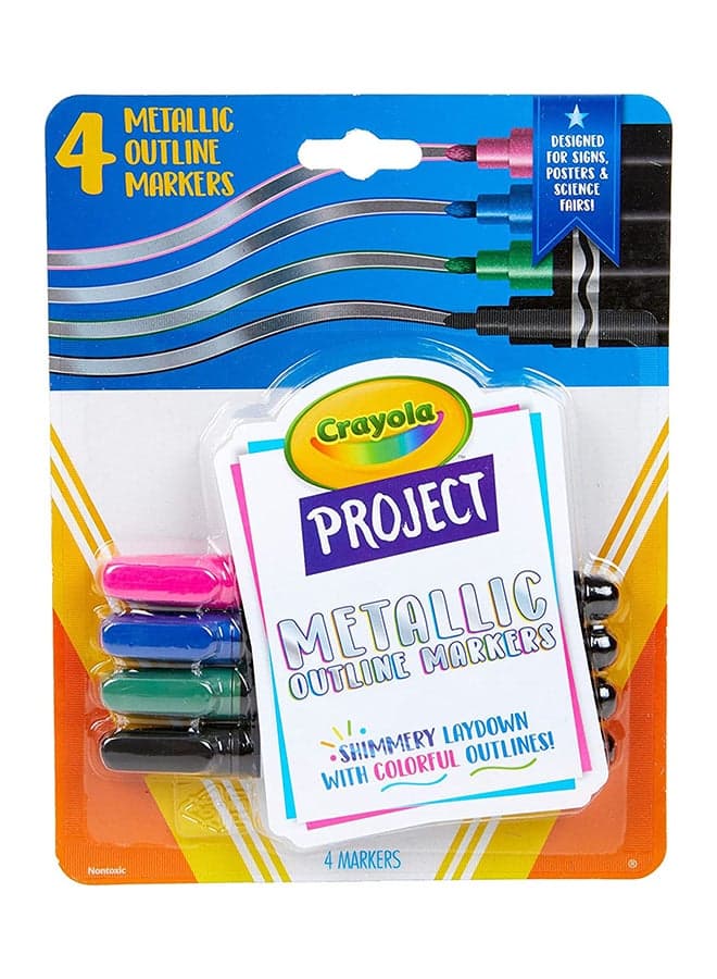 4-Piece Project Metallic Outline Markers 2.13 x 16.21 x 20.65cm