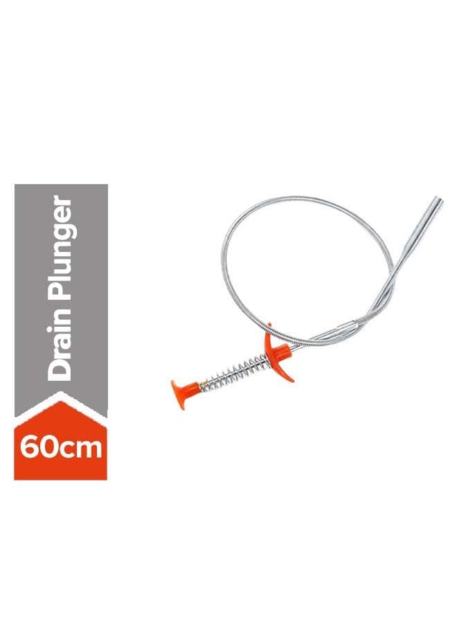 Spring Pipe Dredging Tool Silver 60cm