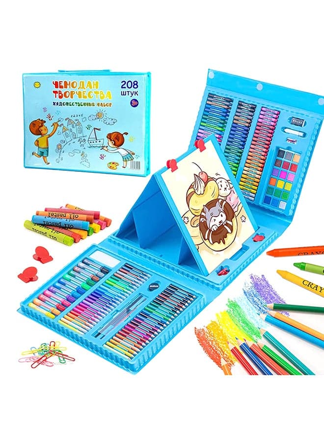 208 - Piece Portable Drawing Set, Blue