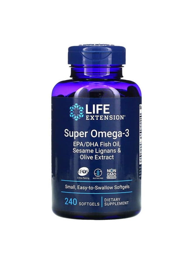 Pack Of 2 Super Omega-3 EPA/DHA with Sesame Lignans And Olive Extract Dietary Supplement - 240 Softgels