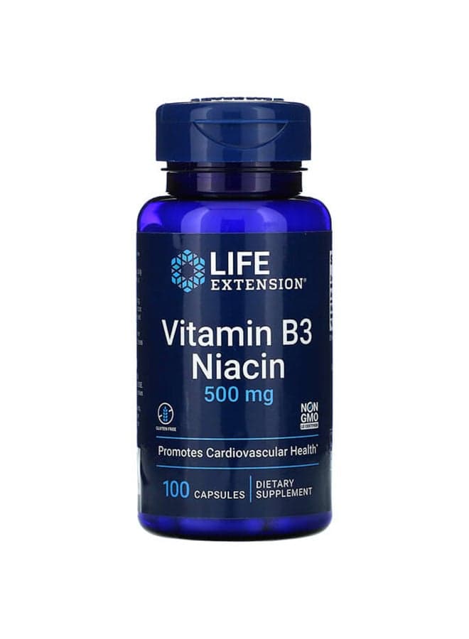 Vitamin B3 Niacin Dietary Supplement 500 Mg - 100 Capsules