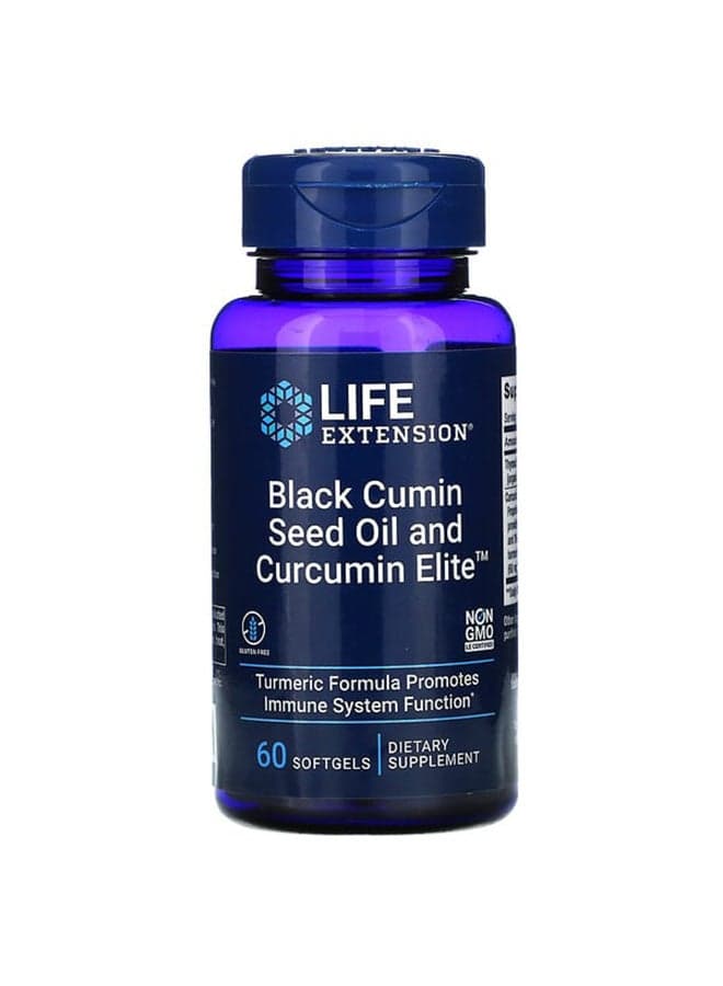 Black Cumin Seed Oil And Curcumin Elite Turmeric Extract - 60 Softgels