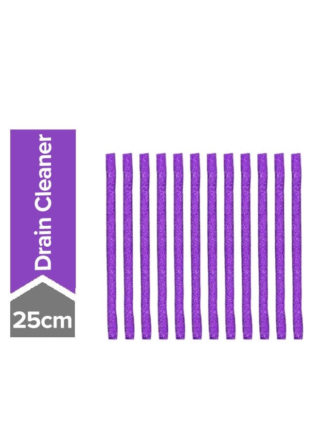 Pack of 12 Drain Pipe Cleaning Stick Purple 25cm