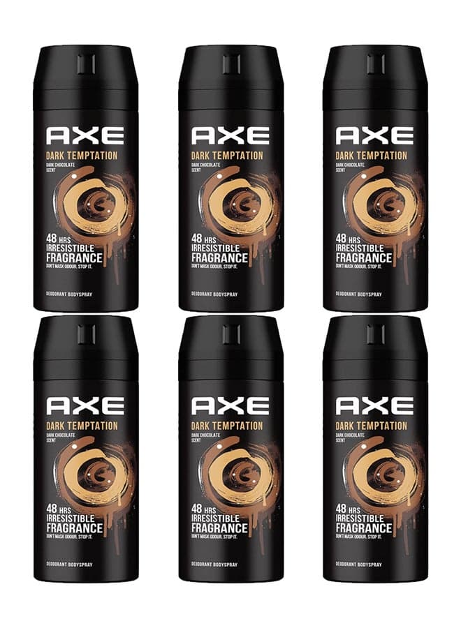 Pack Of 6 Dark Temptation Deodorant Body Spray 150x6ml