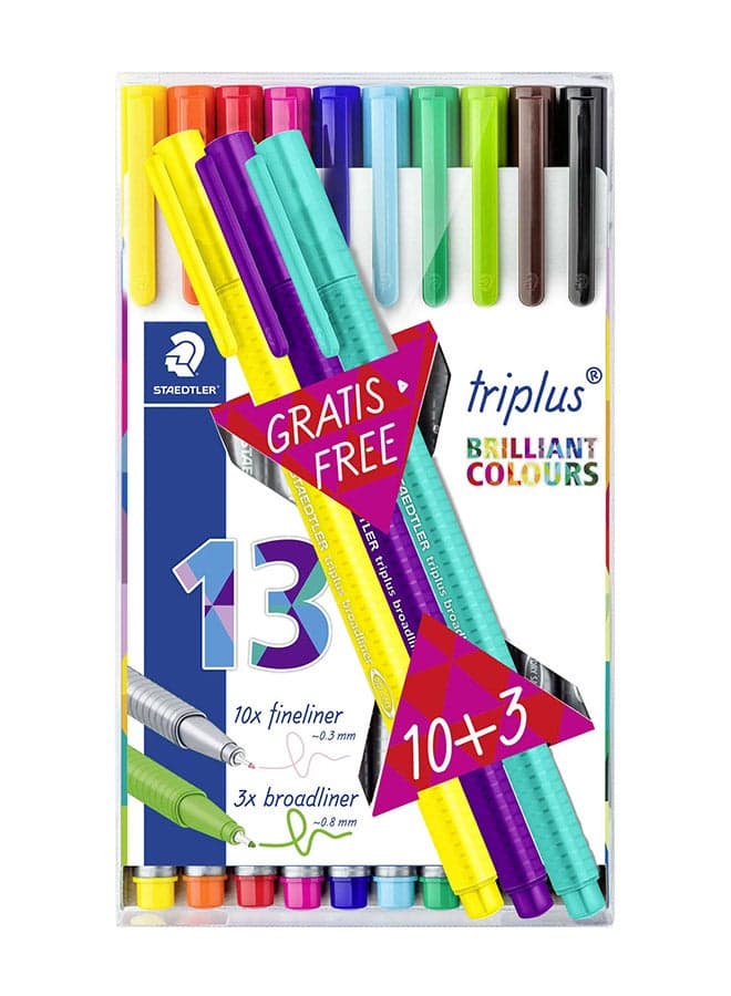 13-Piece Fineliner Pens Multicolour