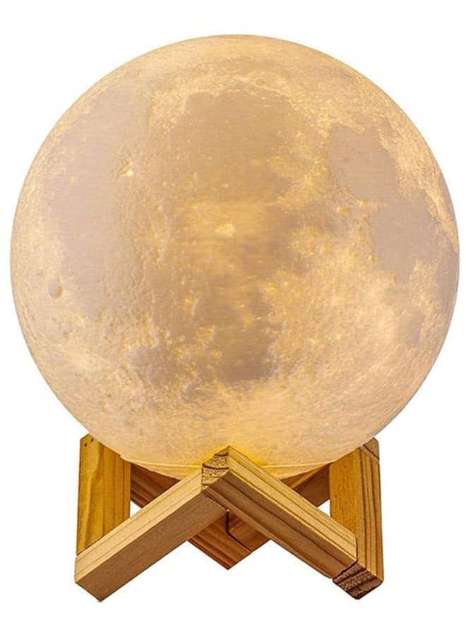 LED Moon Lamp With Remote And Touch Control White/Brown 15X15X15cm