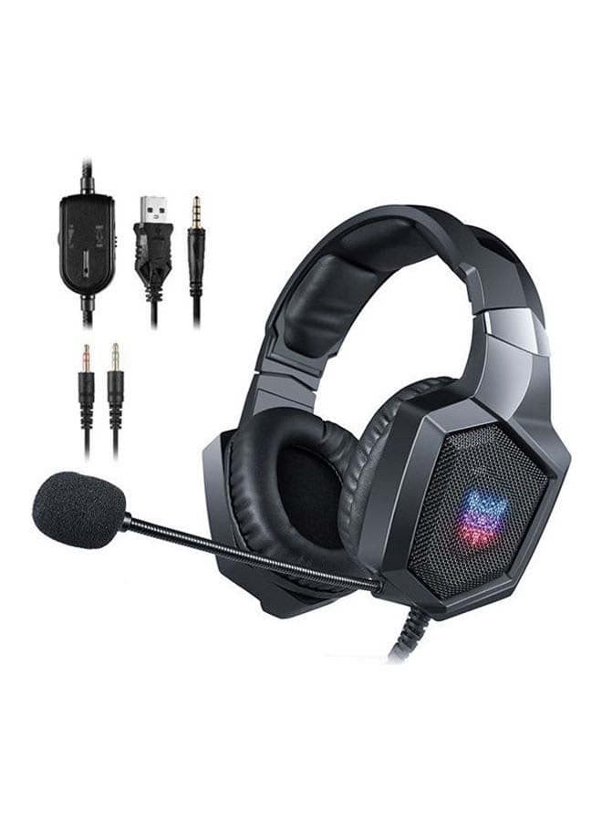 Gaming Headset - Updated K8 Headset Gaming for PS4  Xbox One, Stereo Over-ear Headphones & Noise-canceling Microphone with Mic for PC Computer, Black