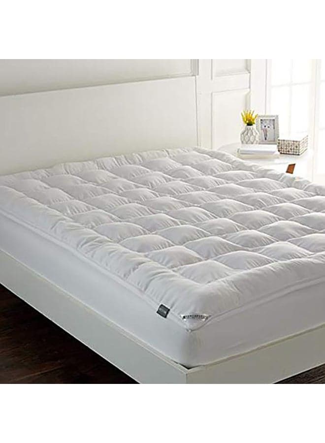 Two Layers Microfiber Mattress Topper 7 cm With Rubber Frame Microfiber White 200x100cm