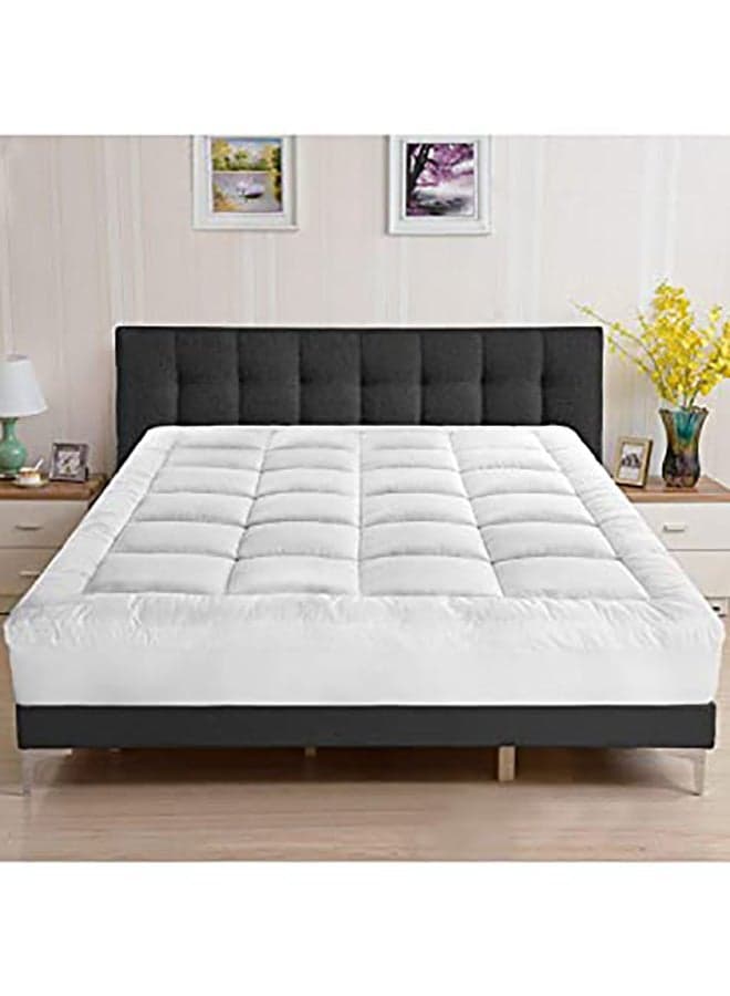 Lux Mattress Topper 10 cm Microfiber Filing With Rubber Corner Edges Cotton White 200x120cm