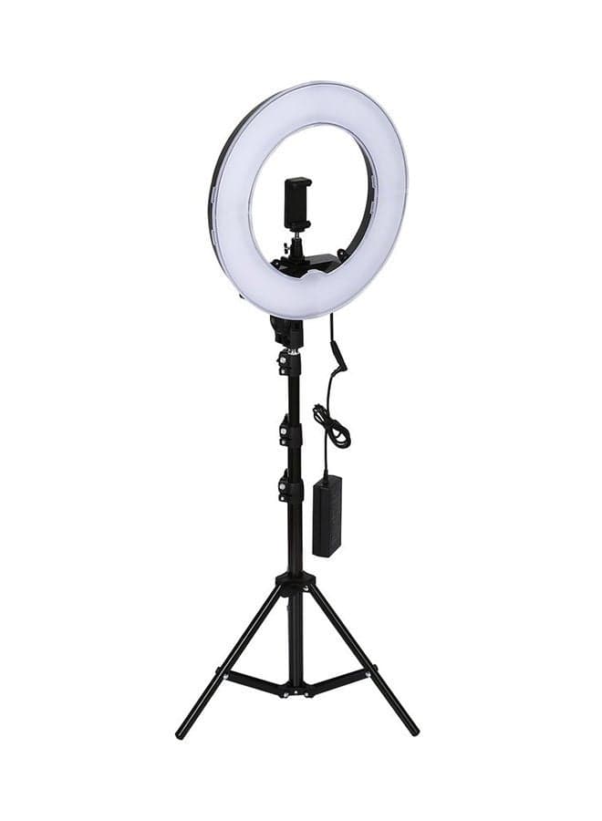 12 inch LED Ring Light With Tripod Stand And Phone Holder Black