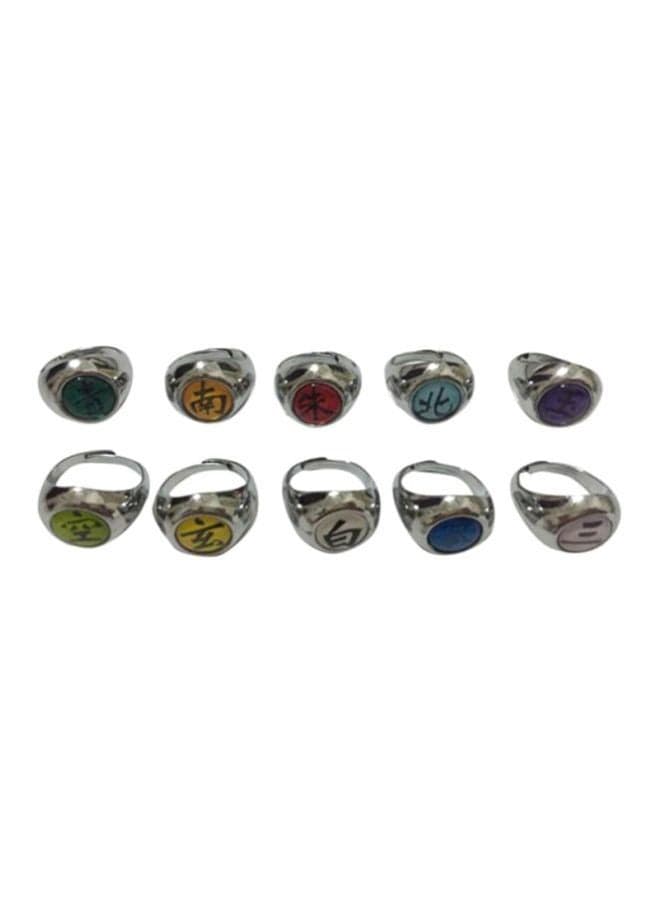 10-Piece Cosplay Naruto Akatsuki Adjustable Sturdy And Durable Ring Set