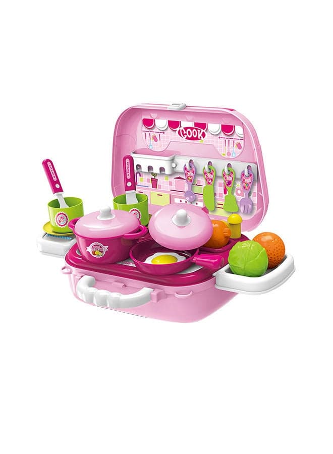 Portable Lightweight Compact Unique Detailed Design Pretend Kitchen Case Play Set