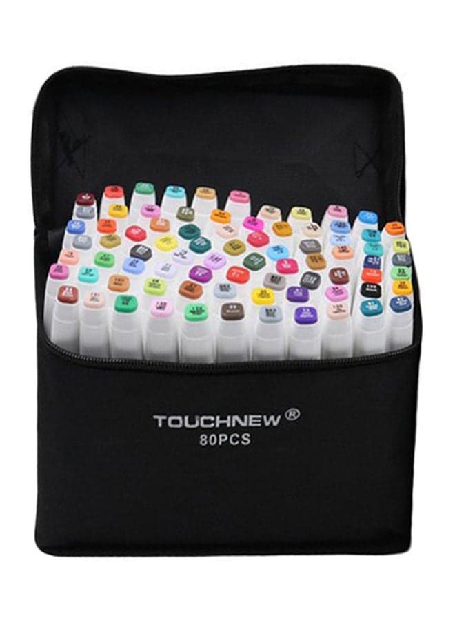 80-Piece Alcohol-Based Dual Head Art Markers Set Multicolour