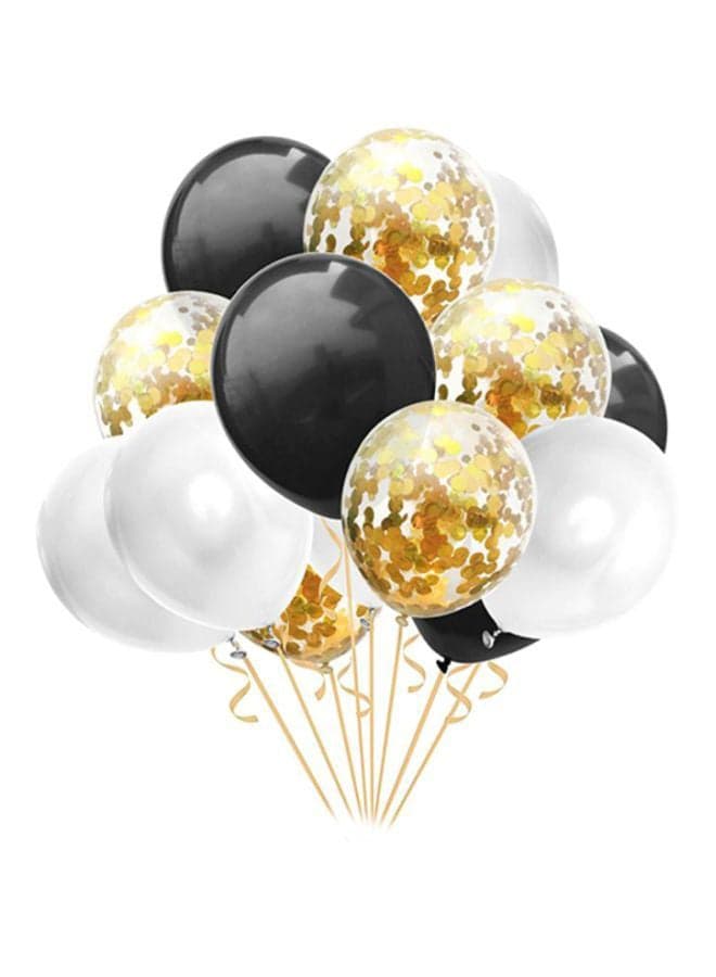 15-Piece Decorative Birthday Party Inflatable Balloon Set With Confetti 12inch