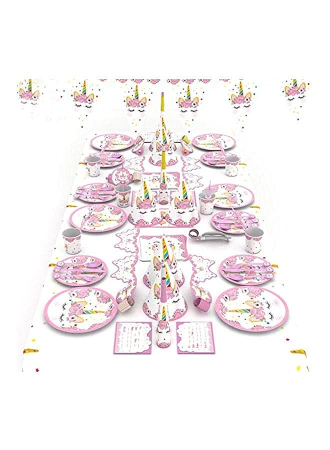 90-Piece Unicorn Theme Party Disposable Tableware Set