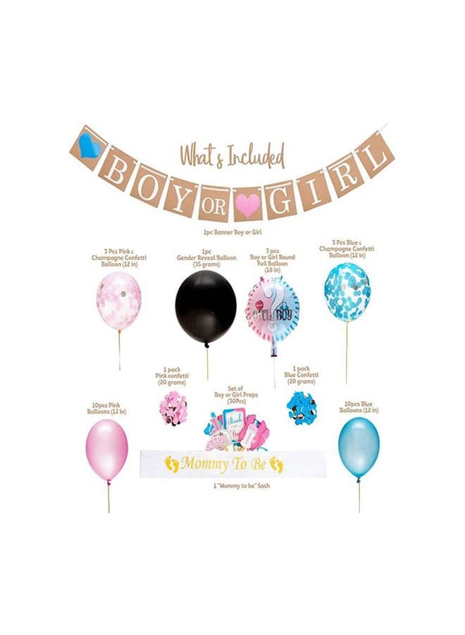 Gender Reveal Party Supplies And Baby Shower Boy Or Girl Kit (64 Pieces) - Including 36
