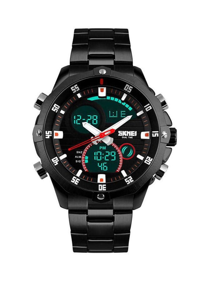 Men's Water Resistant Stainless Steel Analog & Digital Watch WT-SK-1146-B - 49 mm - Black