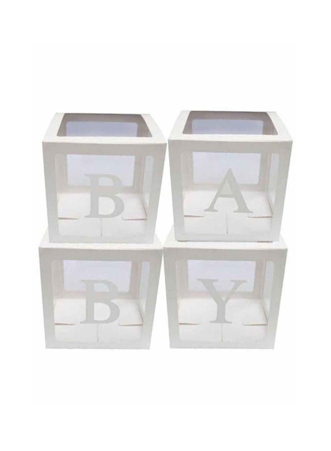 4-Piece Baby Decorative Balloon Box Set 26 Letters Az Included White Color 12x12x12inch