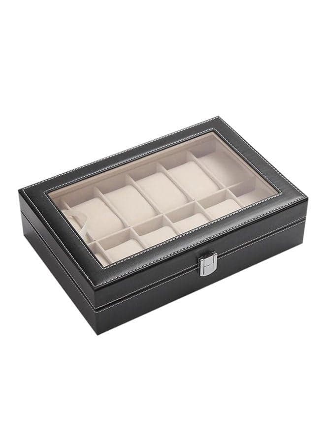 men 12 Compartments See Through Window Watch Box MWAF84