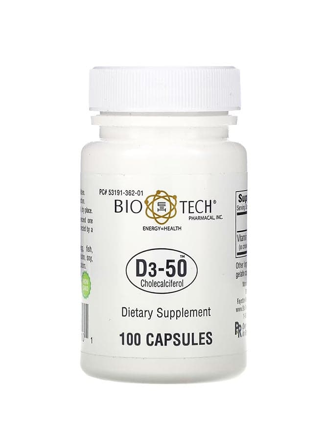 D3-50 Cholecalciferol Energy Health - 100 Capsules