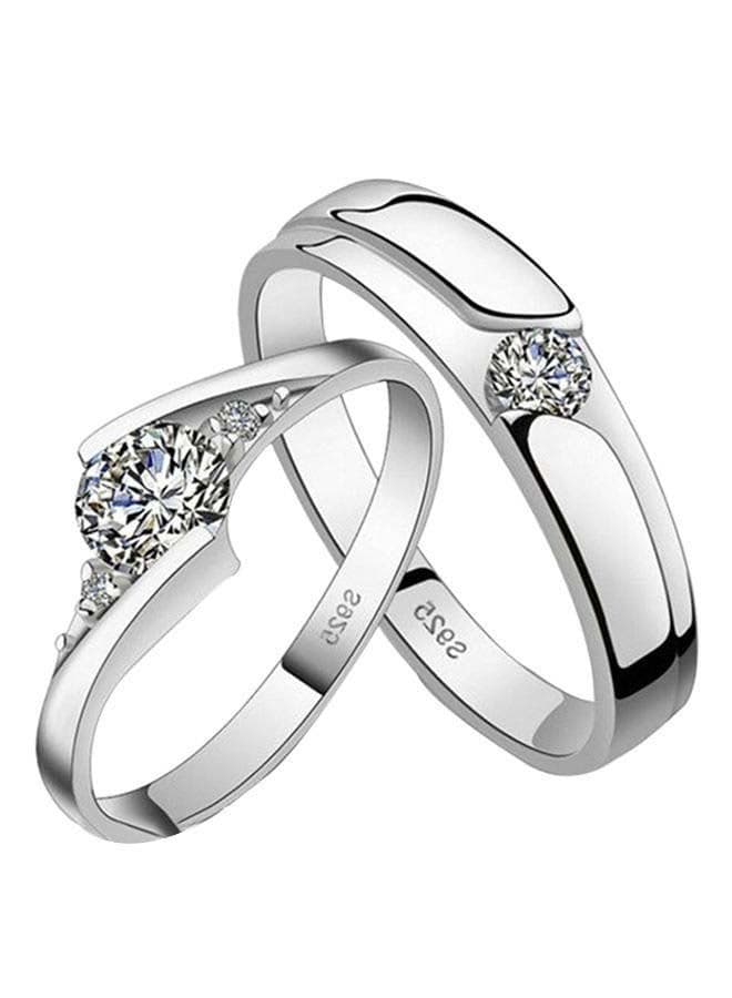 925 Sterling Silver Plated Couple Ring Set