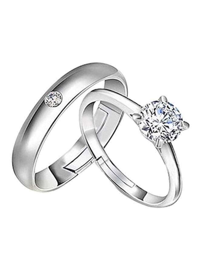 925 Sterling Silver Plated Couple Ring Set