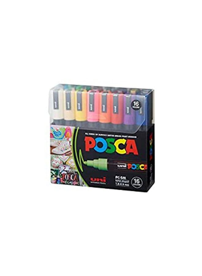 16-Piece Bullet Shaped Paint Marker Set 1.8-2.5 mm Multicolour
