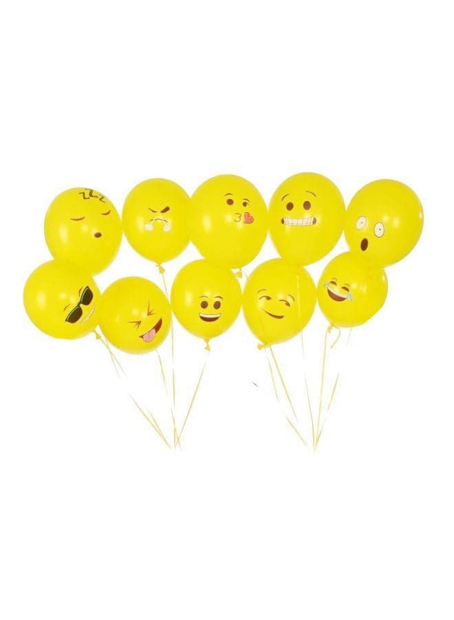 10-Piece Authentic Printed Cute Big Eyes Emoji Smiley Face Latex Balloons 10x4x8cm 22cm