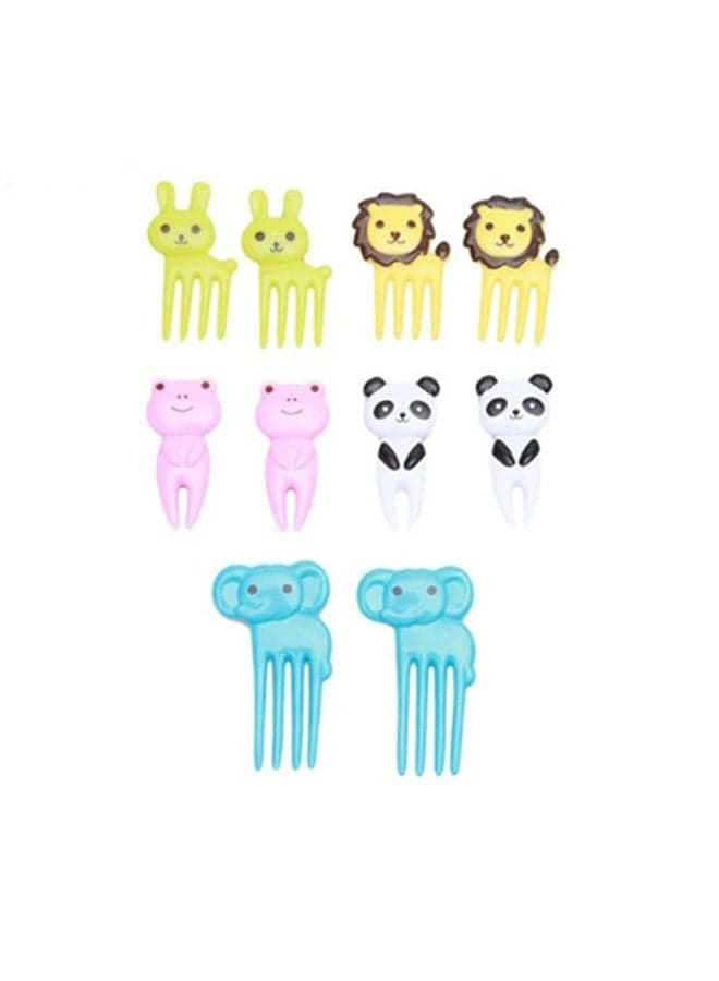 10-Piece Mini Cartoon Animal Fruit Forks Set