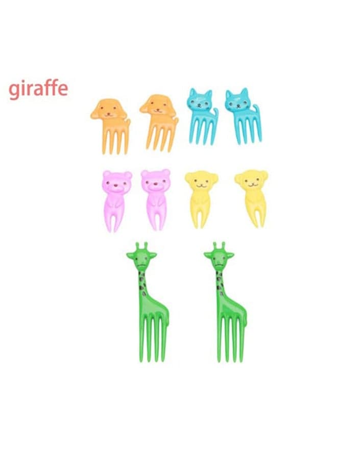 10-Piece Mini Cartoon Animal Fruit Forks Set