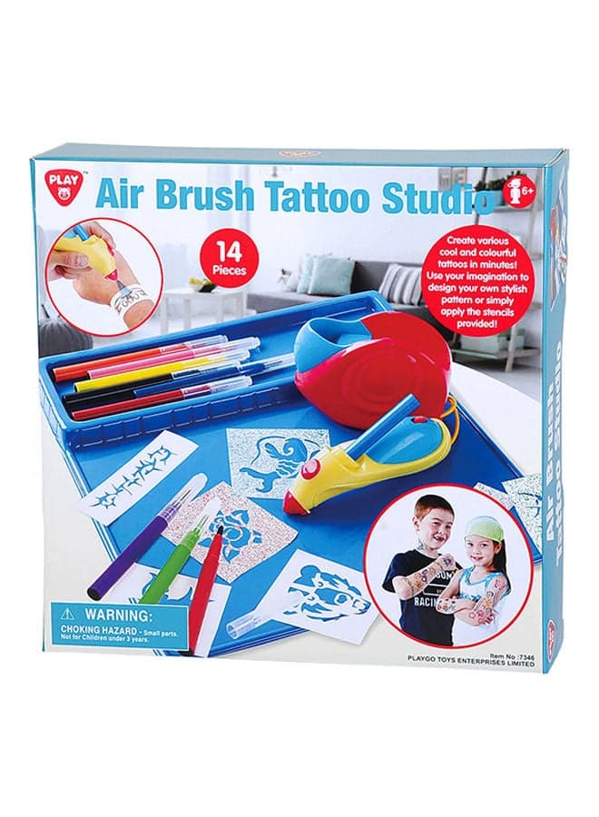 14-Piece Air Brush Tattoo Studio Set Multicolour