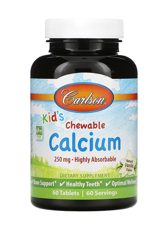 Vanilla Flavor Chewable Calcium 250 mg, 60 Tablets