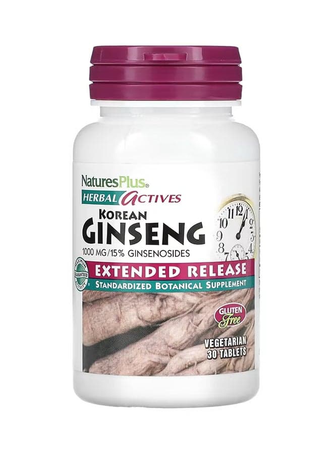 Herbal Actives Korean Ginseng 1,000 Mg, 30 Vegetarian Tablets
