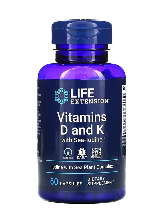 Vitamins D And K With Sea-Iodine Supplement - 60 Capsules