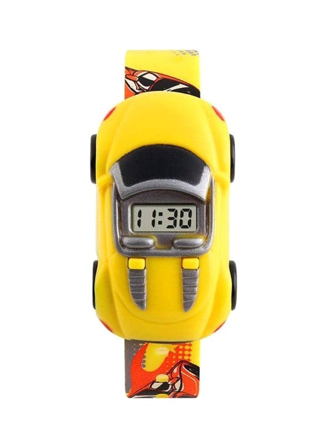 Boys' Car Shape Digital Watch 1241 - 28 mm - Yellow