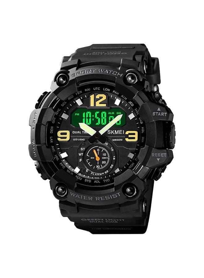 Men's 1637 Japan Movement 3 Time Dual Display Analog LED Electronic Quartz Wristwatch