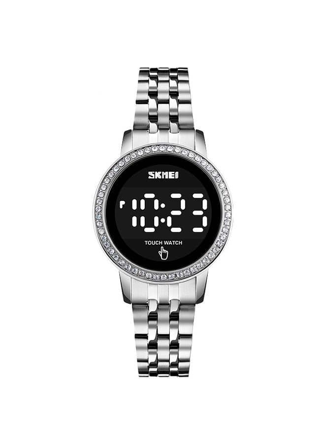 Women's 1669 Diamond Display Touch Screen Stainless Steel Digital Watch