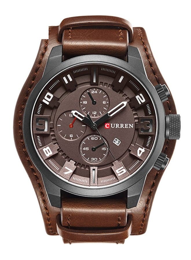 Men's Water Resistant Analog Watch 8225 - 48 mm - Brown